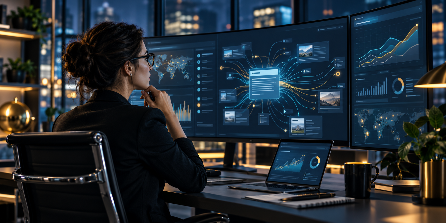 Marketing strategist monitoring real-time AI search trends, citations, and brand visibility across multiple digital platforms